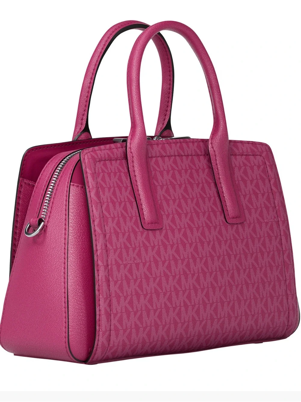 NWT Michael Kors Laila Small Satchel in Pink Signature w/MK Charm
